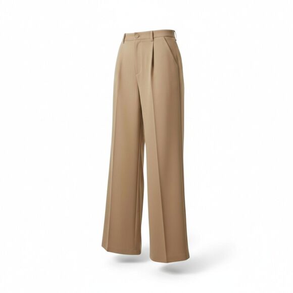 Brown Pleated Wide Leg Pants Backyard Roses Trousers S M - Picture 2 of 3